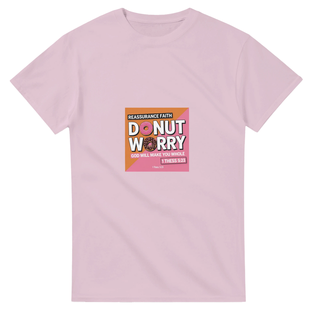 Pink t-shirt with a graphic design on a white background
