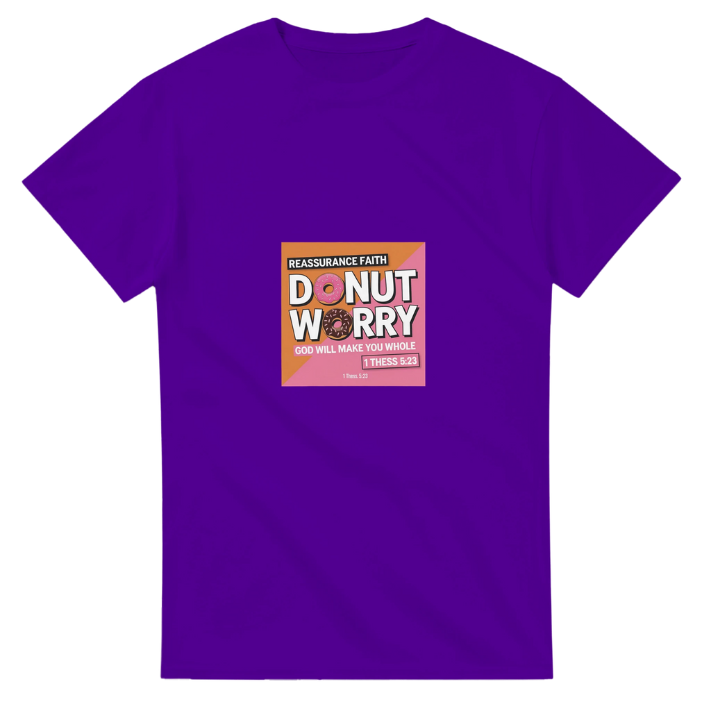 Purple t-shirt with a graphic design on a white background