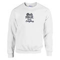 White sweatshirt with 'God First Over Everything' text on a white background