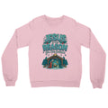 Pink sweatshirt with Christmas design and text on a white background