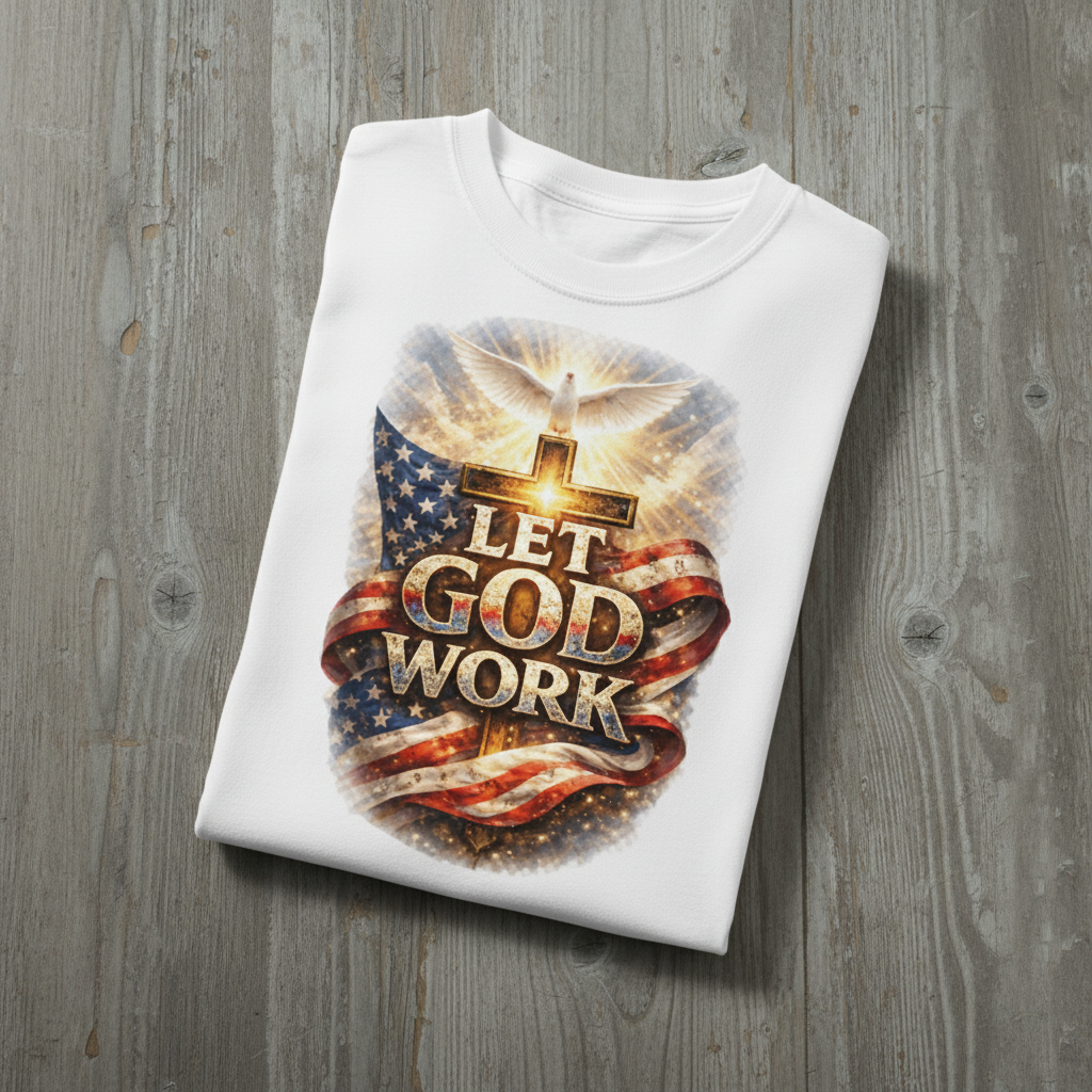 Let God Work-Christian-tshirt-front design-white